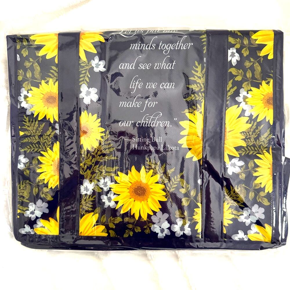 Sunflower Tote Shopping Bag with Sitting Bull Hunkpapa Lakota Quote New In Bag